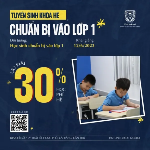 Khóa hè “CHUẨN BỊ VÀO LỚP 1” - NHẬN ƯU ĐÃI 30% HỌC PHÍ