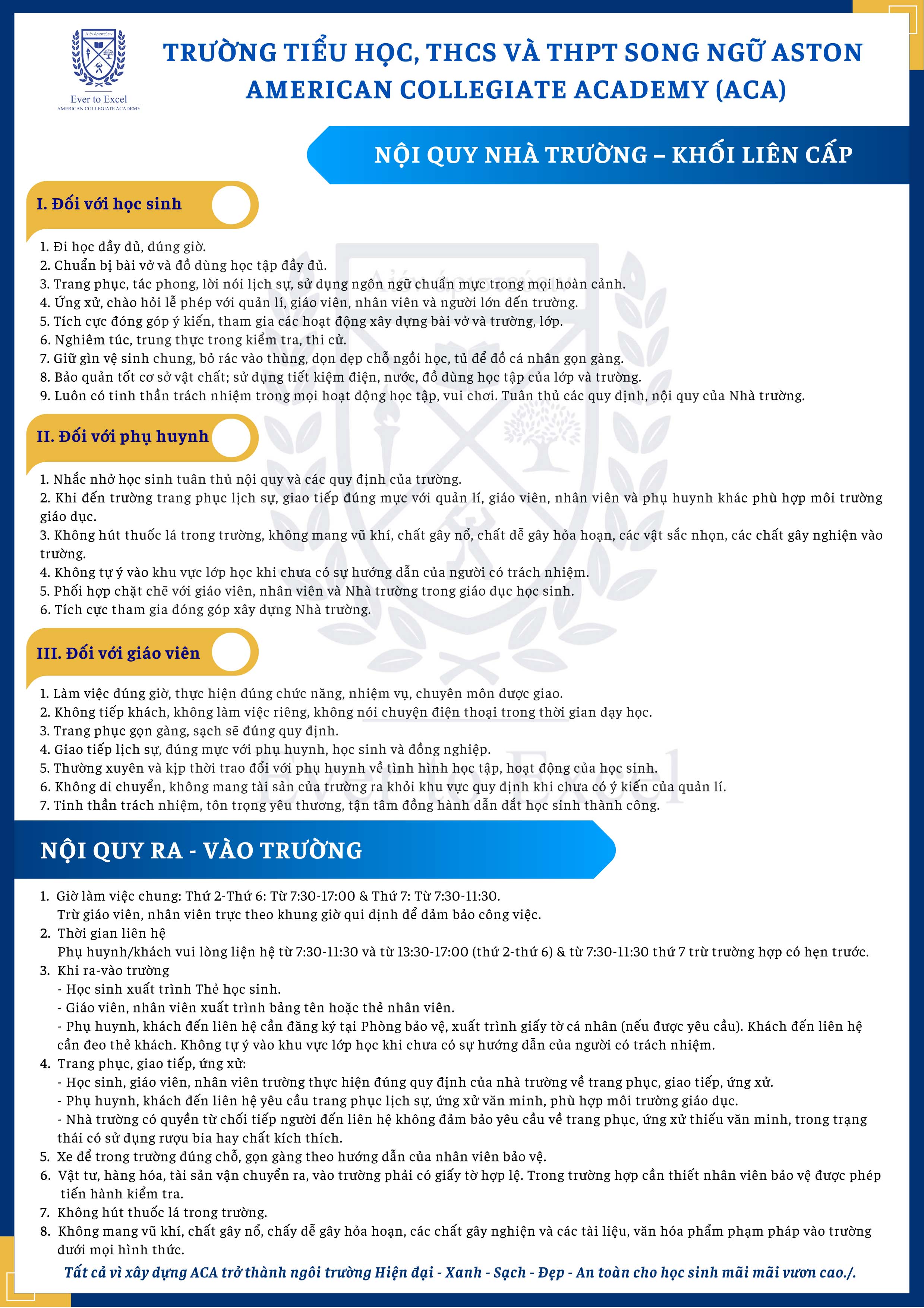 nội quy trường học aca k1 12 1